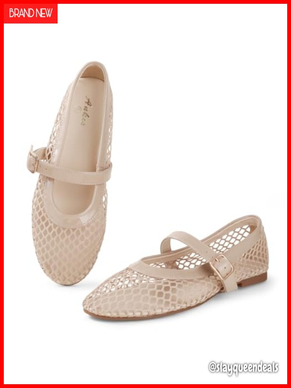 Women's Mesh Ballet Flats Mary Jane Buckle Strap Comfort Sandals